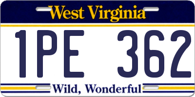 WV license plate 1PE362