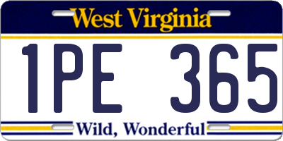 WV license plate 1PE365