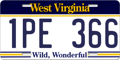 WV license plate 1PE366