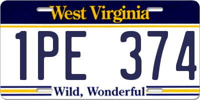 WV license plate 1PE374
