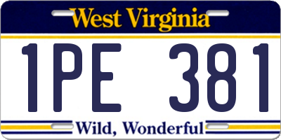 WV license plate 1PE381