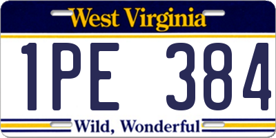 WV license plate 1PE384