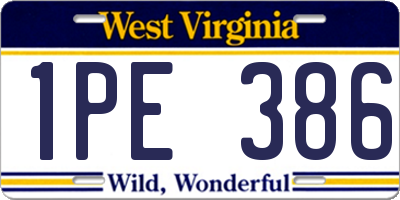 WV license plate 1PE386