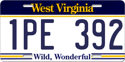 WV license plate 1PE392