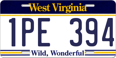 WV license plate 1PE394