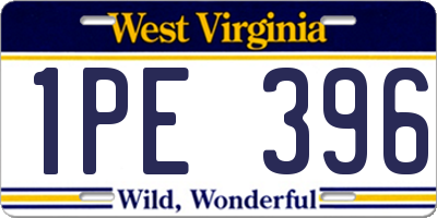 WV license plate 1PE396