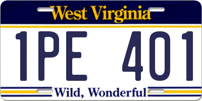 WV license plate 1PE401