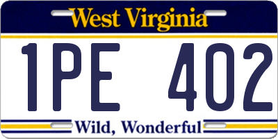 WV license plate 1PE402