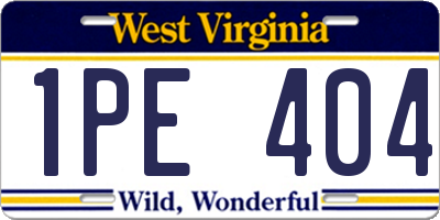 WV license plate 1PE404