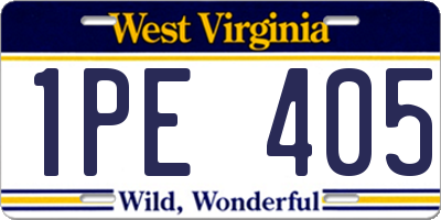 WV license plate 1PE405