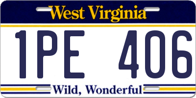 WV license plate 1PE406