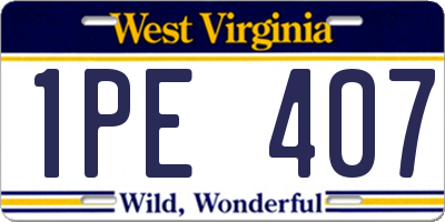 WV license plate 1PE407