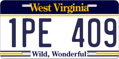 WV license plate 1PE409