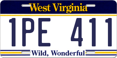 WV license plate 1PE411