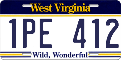 WV license plate 1PE412