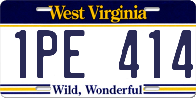 WV license plate 1PE414