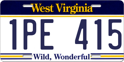 WV license plate 1PE415