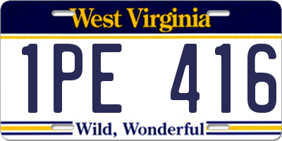 WV license plate 1PE416