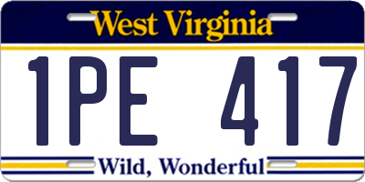 WV license plate 1PE417