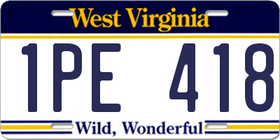 WV license plate 1PE418
