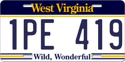 WV license plate 1PE419
