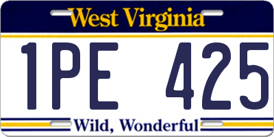 WV license plate 1PE425