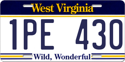 WV license plate 1PE430