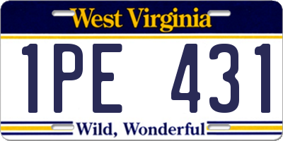 WV license plate 1PE431