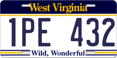WV license plate 1PE432
