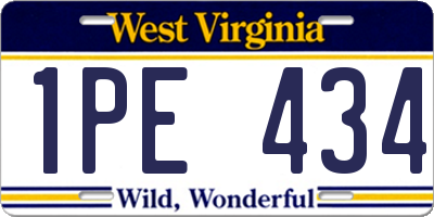 WV license plate 1PE434