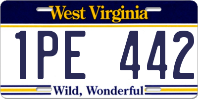 WV license plate 1PE442