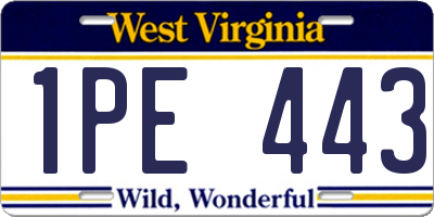 WV license plate 1PE443