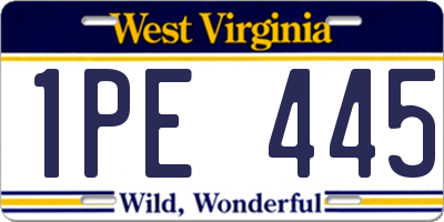 WV license plate 1PE445
