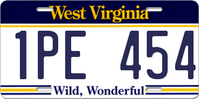 WV license plate 1PE454