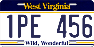 WV license plate 1PE456