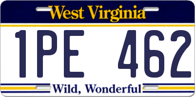 WV license plate 1PE462