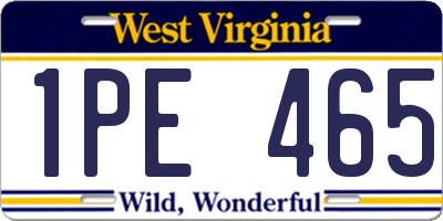 WV license plate 1PE465