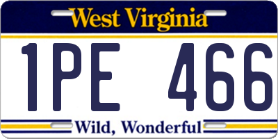 WV license plate 1PE466