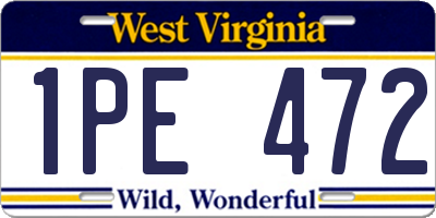 WV license plate 1PE472