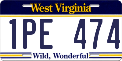 WV license plate 1PE474