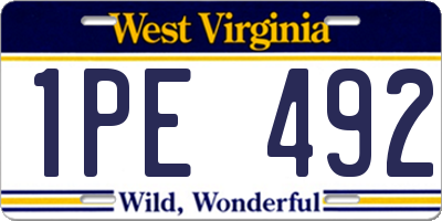 WV license plate 1PE492