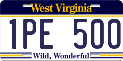 WV license plate 1PE500