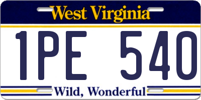 WV license plate 1PE540