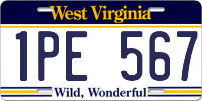 WV license plate 1PE567