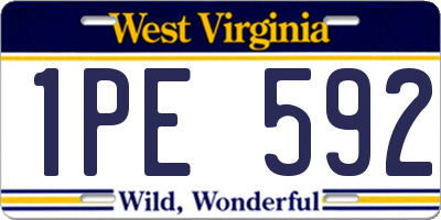 WV license plate 1PE592
