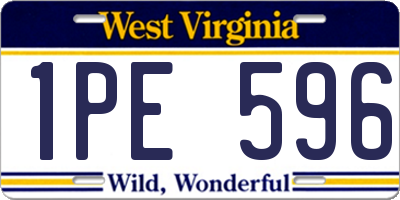 WV license plate 1PE596