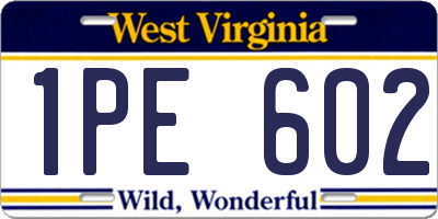 WV license plate 1PE602
