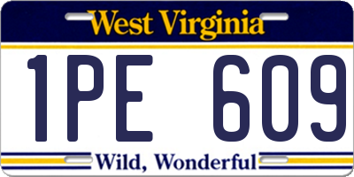 WV license plate 1PE609