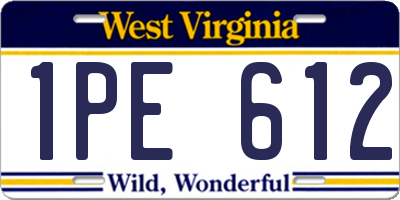 WV license plate 1PE612