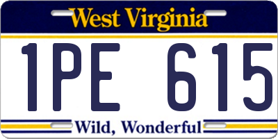 WV license plate 1PE615